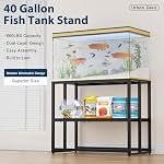 Urban Deco 40 Gallon Fish Tank Stand 660LBS Capacity For Aquarium Stand Metal Fish Tank Stand 38.2"x18.5"x29.5" Dual-Layer Design Terrarium Stand Ideal for Home and Office