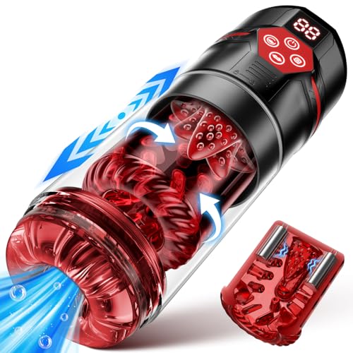 Elektrischer Masturbator Masturbieren für Männer Zungenleck, Sex Spielzeug für die Männer 7 Teleskopfunktion Rotierend Vibration Saugen Taschenmuschi, Masturbatoren Penis Eichel Stimulator Sex Toys