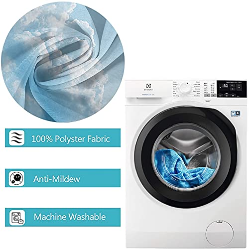 Rideau de douche 120x180cm polyester bleu blanc ciel et mer imperméable - 5