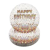 Pandecor Confetti Sprinkles Dessert Plates,50PCS Disposable Paper Plates 7 Inch Cake Plates for Kids