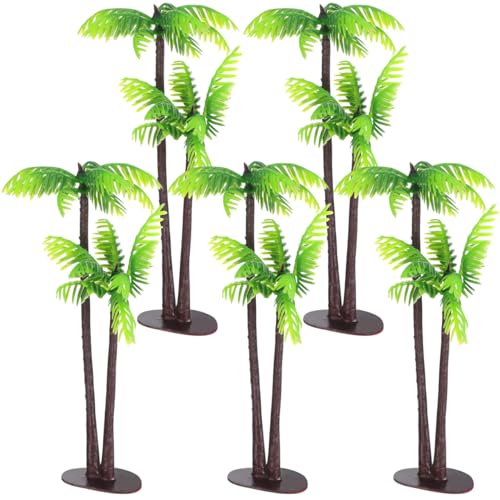 SUPVOX Lot de 5 Mini Cocotiers en Plastique - Palmiers Miniatures pour Décoration de Micro-Paysage, Terrarium et Jardin de Fées - Arbres Tropicaux pour...