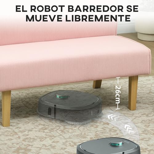 HOMCOM Sofá de 2 Plazas con 2 Puertos USB 1 Puerto Tipo-C Tapizado en Pana Sofá de Salón sin Brazos con Asiento de 20 cm y Patas de Madera Carga 220 kg 110x60x85 cm Rosa - imagen 9