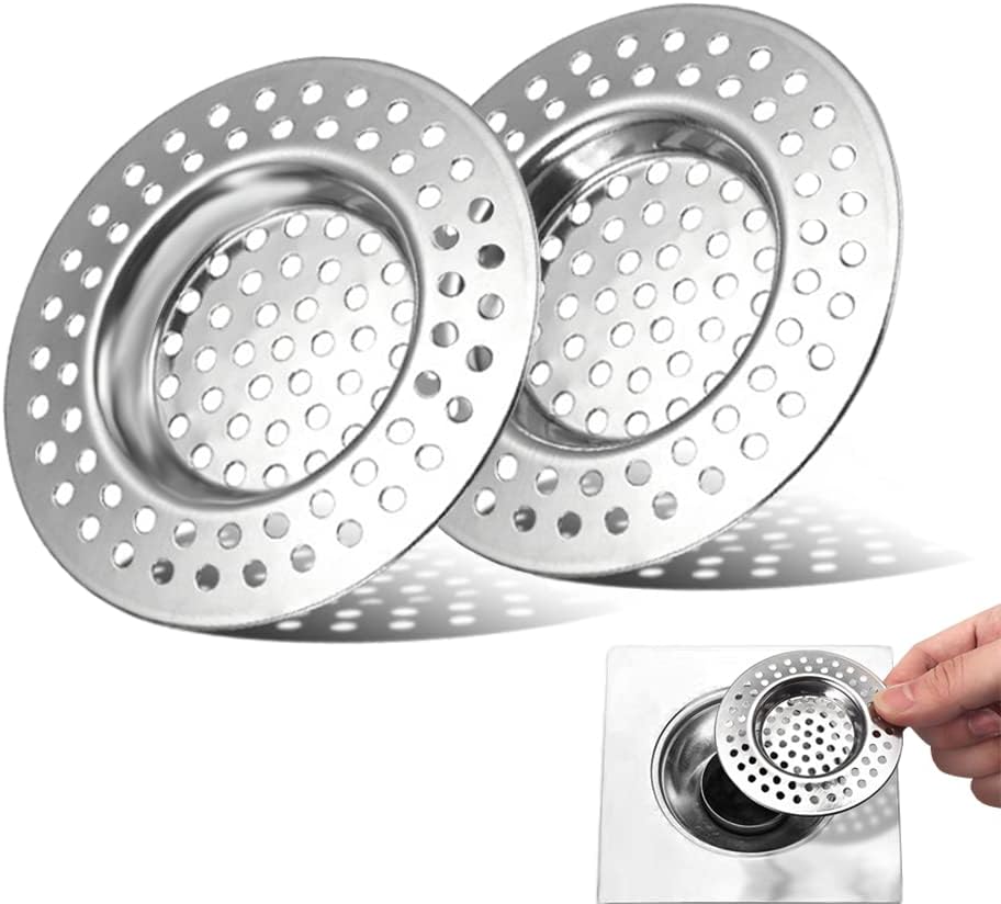 Stainless Steel Sink Filter, 2 Pcs Kitchen Sink Strainer Plug, Anti Clogging Drain Protector, Drainage Filter, Prevent Clogging, for Kitchen Sink (2.95 "/ 7.5 cm)