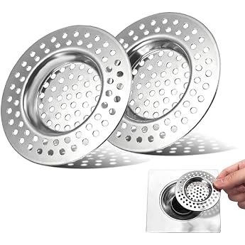 Set of 2 Stainless Steel Drain Strainers Holes Sink Strainer Shower Drain Strainer Stainless Steel Sink Strainer Hair Strainer Shower Drain Strainer