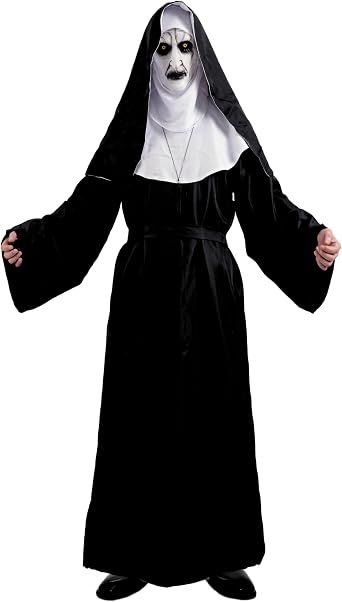 Nun Costume for Women Deluxe Scary Plus Size Halloween Costumes Outfit for Party Unisex Men Priest Cosplay Suit Black