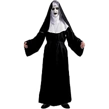 Nun Costume for Women Deluxe Scary Plus Size Halloween Costumes Outfit for Party Unisex Men Priest Cosplay Suit Black