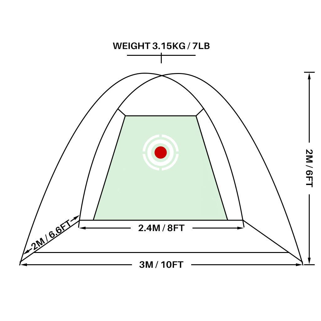 PGM Golfnetz für Hinterhof, Golfübungsnetz, 3x2x1.8 m, für Schwungschlag, Chipping mit Zielscheibe, Indoor/Outdoor/Garage/Auffahrt, Golf-Geschenk