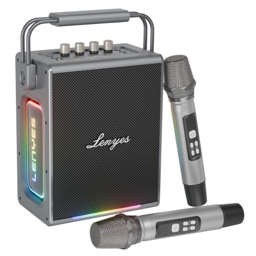 Image of Lenyes Titan 1 Bluetooth Party Speaker | 180W Peak | 2 Wireless UHF Mics | RGB Lights | TWS Stereo | IPX6 Waterproof | 15000mAh Battery | AUX /USB /TF /OTG | Lenyes Audio App Support