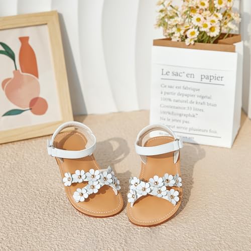 Image of Flaryzone Girls Sandals Open Toe Summer Flats Dress Sandals Shoes Toddler /Little Kid