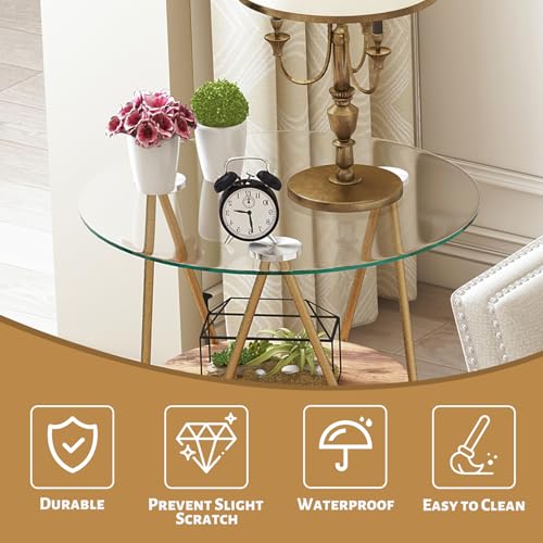ASYA-Glass-Side-Table-for-Living-Room-2-Tier-Gold-End-Table-with-Tempered-Glass-Metal-Frame-Roud-Nightstand-for-Bedroom-Wood-Grain