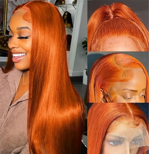 Ginger Lace Front Wigs Human Hair 20inch 180% Density 13x4