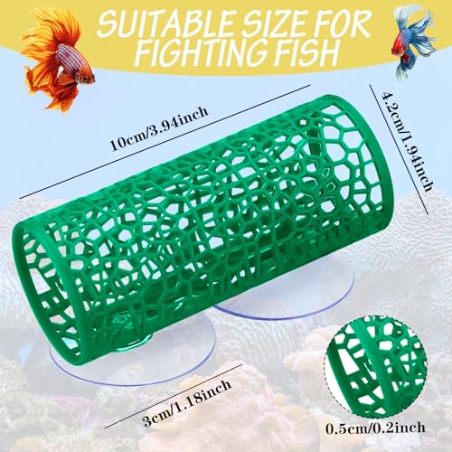 Image of Honeydak 2 Pcs Betta Fish Tank Accessories Betta Tunnel Fish Toys Safe Hollow Hammock Cave Aquarium Decor with Suction Cups for Small Shrimp Reptile Guppies(Green,Hideout Tube)