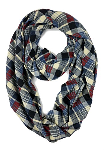 Plum Feathers Bright Colors Big Plaid Infinity Scarf