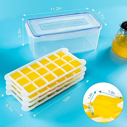Bandeja de cubo de gelo WETONG pacote com 4 – 72 cubos de gelo trapezoides, conjunto de recipientes