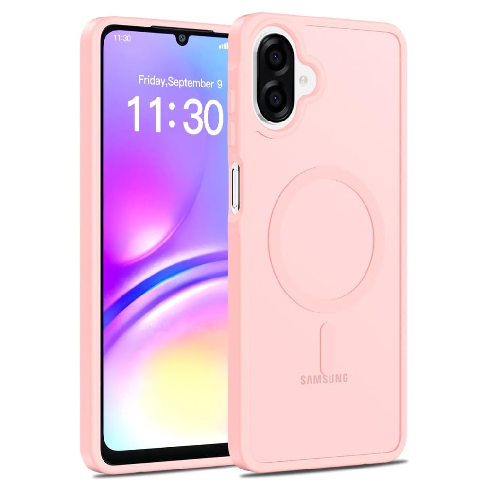 Funda compatible con Samsung Galaxy A16 4G/5G (color: rosa) sólido duro transparente carcasa de silicona magnética