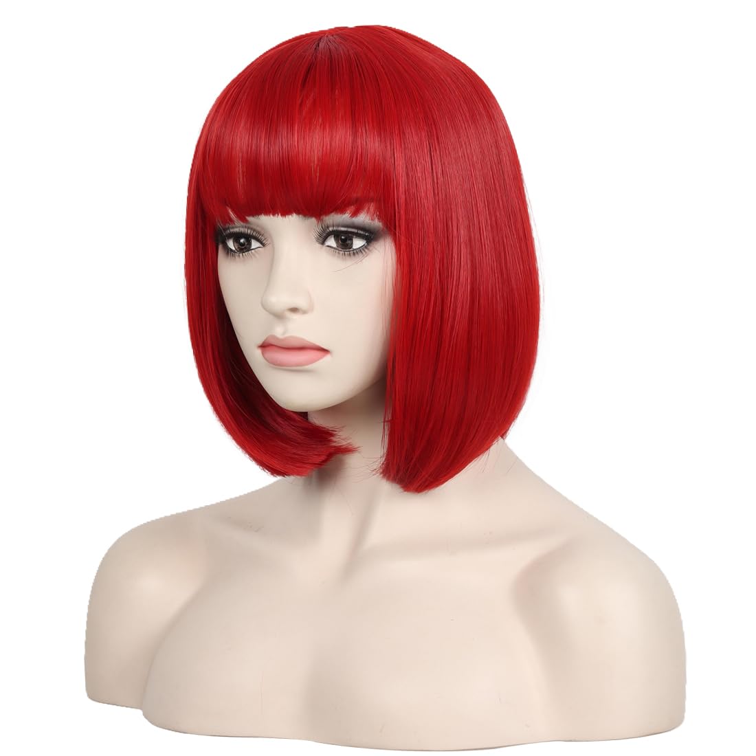 WildCos Short 12 Inches Straight Synthetic Cosplay Wig for Women (Red)