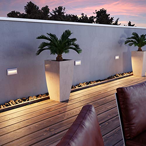 ledscom.de 4 LED recessed wall Light NOLA, Downlight for Outdoors IP54 matt, 140 x 70mm, Warm White - Image 4