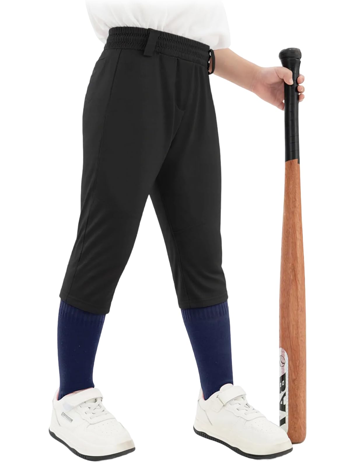 DEVOROPA 2T/3T/4T/5T to Youth Boys Baseball Pants Kids Girls Softball Fast Pitch Pants Tee Ball Pants with Pockets Black 10-11Years