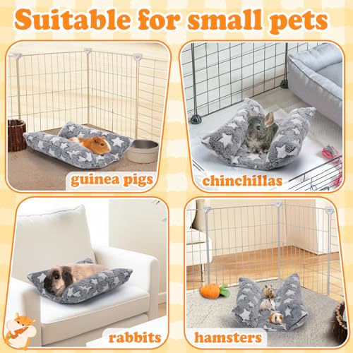 MEWTOGO 15.7" x 14" Bunny Bed for Rabbit Cage - Thickened Soft Prevent Sore Hocks Plush Mat with Cotton Lounger Pillows, Small Animal Flop Mat for Hutch Sleeping Indoor, Gray-Star by MEWTOGO - Image 7