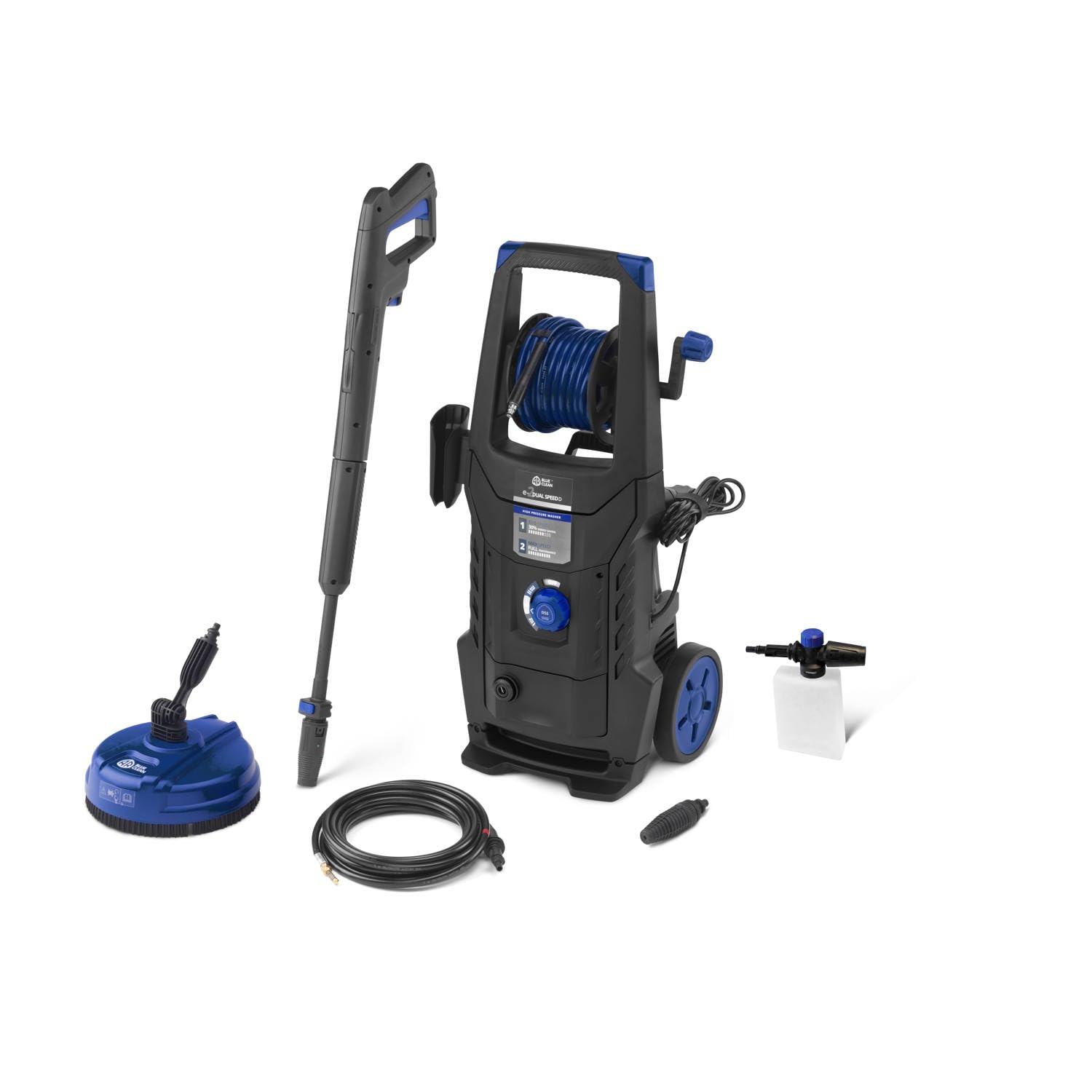 AR Blue Clean Hochdruckreiniger e-2DUALSPEED D mit Dual Speed System, Rohrreinigersonde und Patio Cleaner (2200 W, 160 bar, 460 l/h)