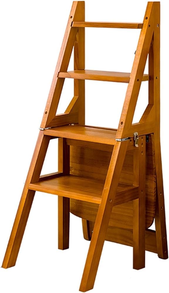 Marchepied en bois de noyer 4 marches l'élégance pliable pour votre maison