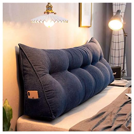 Avtagbar läskudde, mjuk kilkudde ländrygg ryggstöd kudde triangel kudde lämplig för titta på TV-läsning spela spel-denim blå-80x20x50 cm (31x8x20 tum)