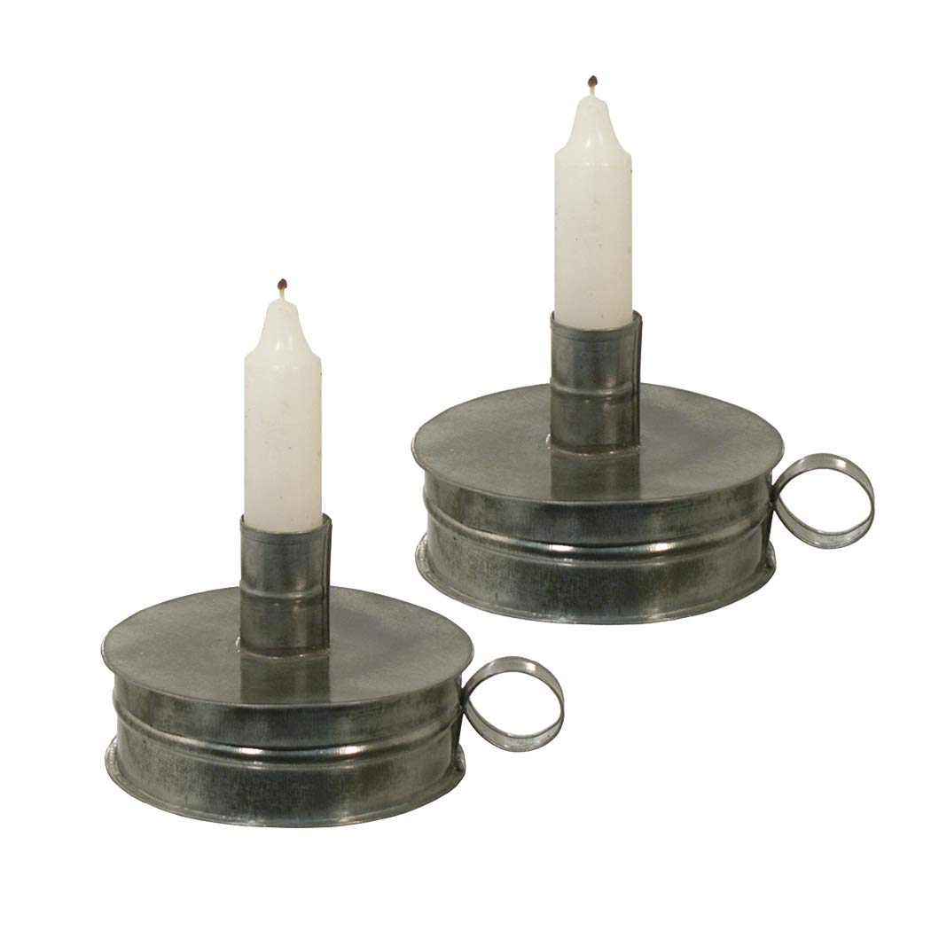 Schooner Bay Co. - Set of 2 Early American Tinder Box Candle Holders- Antique Vintage Style
