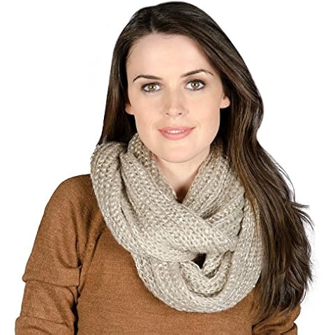 Ladies Knitted Snood With Sequins Wrap Scarf Neck Winter Accessory New - Natural Cover
