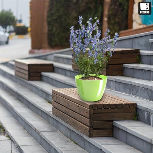 PECZEKO Blumentopf glänzender, Pflanzkübel aus Übertopf Kunststoff Dekorativer Topf für, groß und klein Pflanzen, 2er-Set blumenkübel… – Ansicht 6