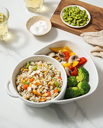 Le Tauci Chip And Dip Bowls, Anti-Soggy Cereal Bowl, Soup And Side/Cracker Bowls Sets For Breakfast, Soup And Sandwich, Bread Dipping Bowls, Set Of 2, White #TOP5