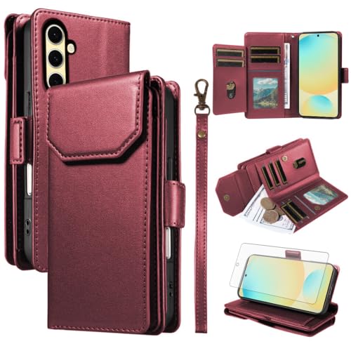 Coque Samsung Galaxy S24 FE Étui Portefeuille Asuwish Rabat et Protection Écran
