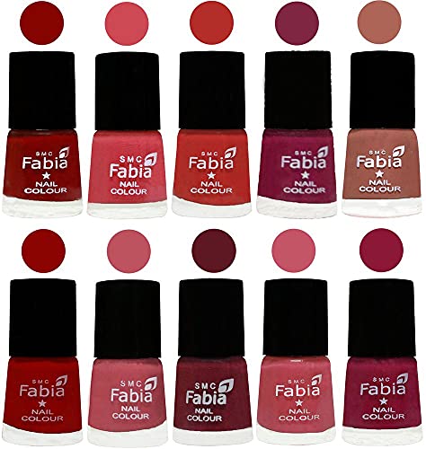 Image of SMC Fabia ALL IN ONE (PACK OF 10), Long Lasting Glossy Nail Polish, 6 ml Each, All Vibrant Colours,02352