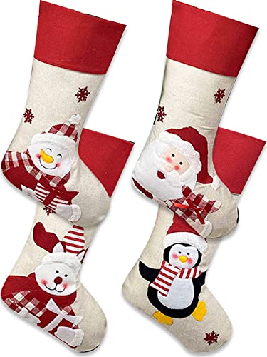 FarmerValley 4 Pack of Christmas Stockings for Hanging Near The Fireplace, Stairs, Doors - Christmas Decorations for The Home, Party, Holidays