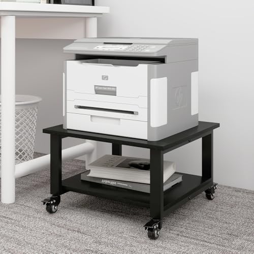 Image of Natwind 2 Tier Laser Printer Stand,20''x20'' Under Desk Printer Cart, Black