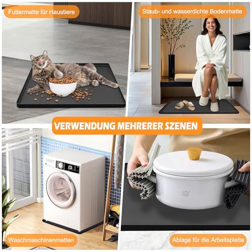 YedZen Tropfschale, 60x60cm Silikon Bodenmatte für Kühlschrank, Kühlschrankmatte mit 2cm Erhöhtemfür Rand Verhindert Wasserlecks ＆Bodenschutz, Abtropfschale für Trockner, Waschmaschine, Weinschrank