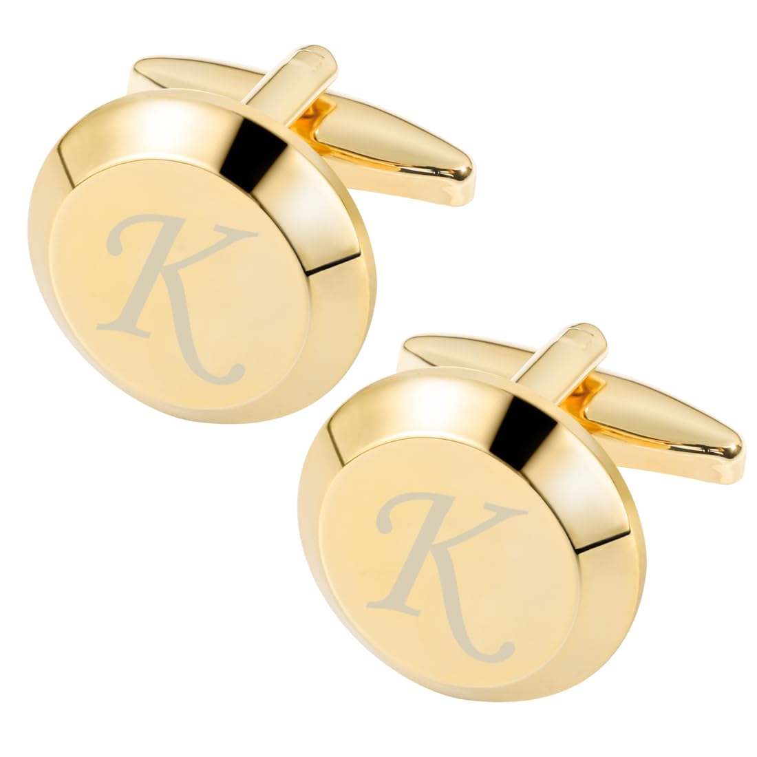 GWD Cufflinks for Men Stainless Steel Golden Initial Cuff Links Alphabet Letter A-Z Groom Father Gift