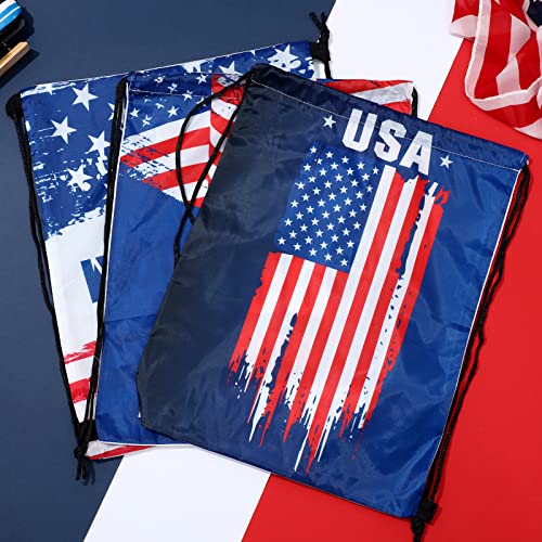 Amylove 12 Pack Patriotic Gift Treat Bags with Drawstring 4th of July Party Favor Goodies Bags Flag Drawstring Backpack American Flag Gift Bag for Independence Veterans Memorial Day by Amylove - Image 6