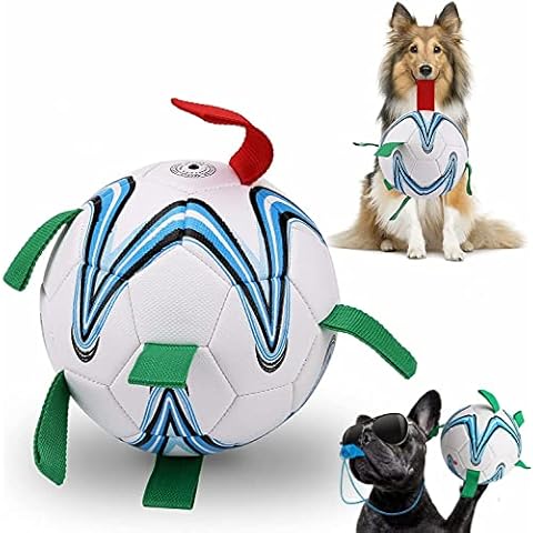 Petific Dog Toys, Interactive Soccer Ball Tug Toy with Grab Tabs, Durable Dog Balls Suitable for Outdoor Indoor Dog Training And Play, Football for Large Medium Small Dog Cover