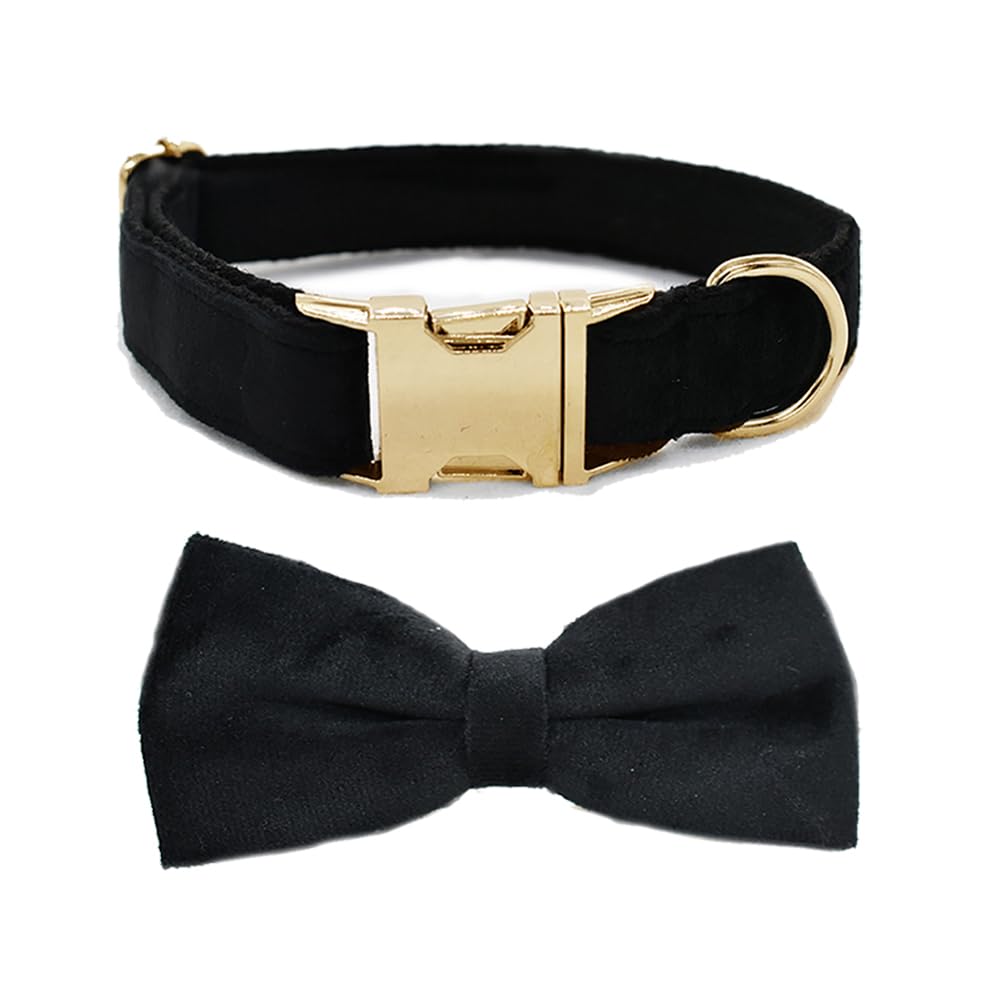 Love Dream Bowtie Dog Collar, Velvet Dog Collars with Detachable Bowtie Metal Buckle, Soft Comfortable Adjustable Bow Tie Collars for Small Medium