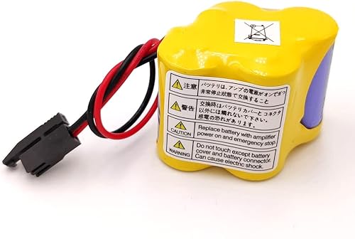 Paquete de 5 baterías BR-2/3AGCT4A 6V 4400mAh PLC para FANUC A98L-0031-0025, sistema CNC A06B-6114-K504 (5, enchufe negro)