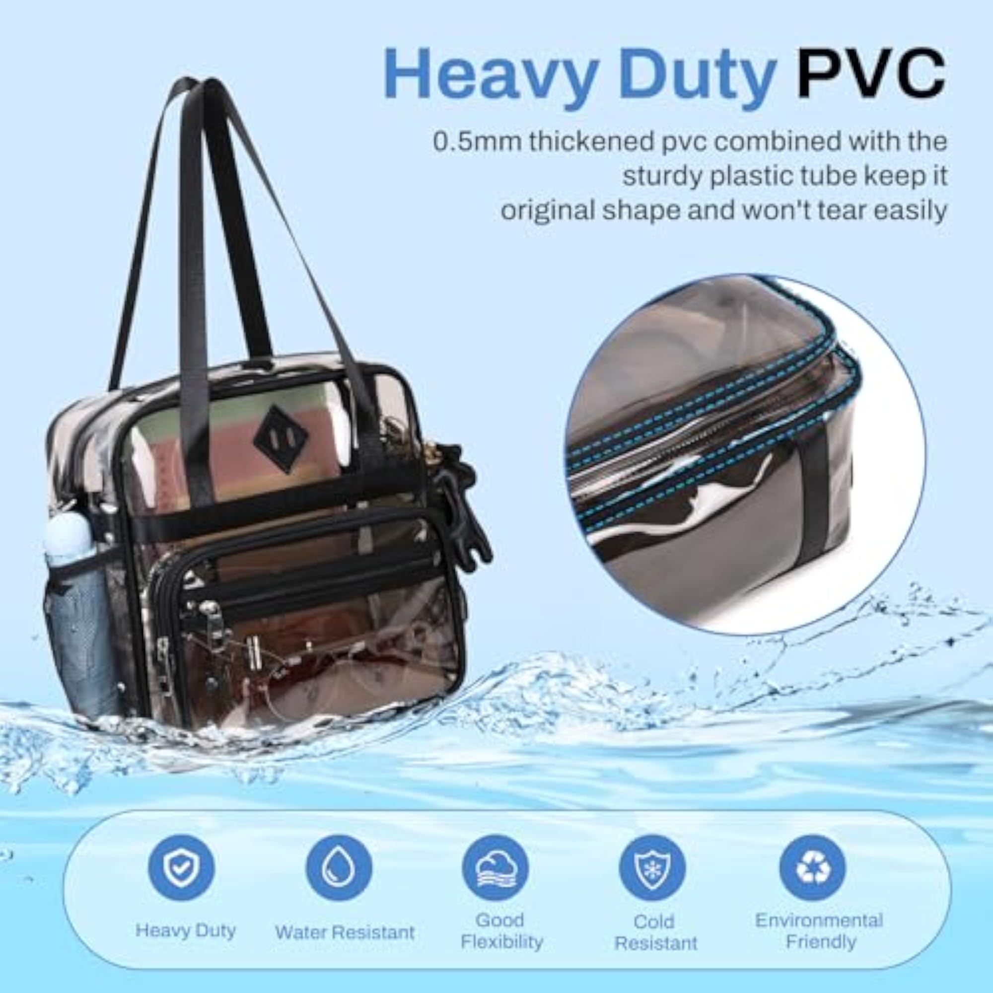 Clear Tote Bag, 12x6x12 Transparent Concert Bag