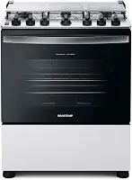 Fogão Brastemp 6 Bocas Branco Com Botões Removíveis E Exclusivo Aro Protetor - BFS6NCB BIVOLT