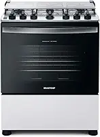 Fogão Brastemp 6 Bocas Branco Com Botões Removíveis E Exclusivo Aro Protetor - BFS6NCB BIVOLT