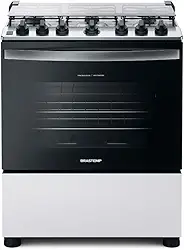 Fogão Brastemp 6 Bocas Branco Com Botões Removíveis E Exclusivo Aro Protetor - BFS6NCB BIVOLT
