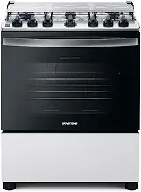 Fogão Brastemp 6 Bocas Branco Com Botões Removíveis E Exclusivo Aro Protetor - BFS6NCB BIVOLT