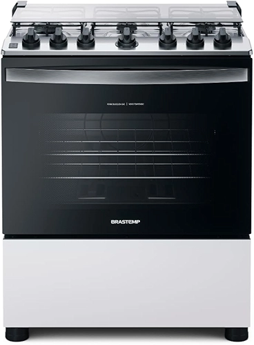 Fogão Brastemp 6 Bocas Branco Com Botões Removíveis E Exclusivo Aro Protetor - BFS6NCB BIVOLT