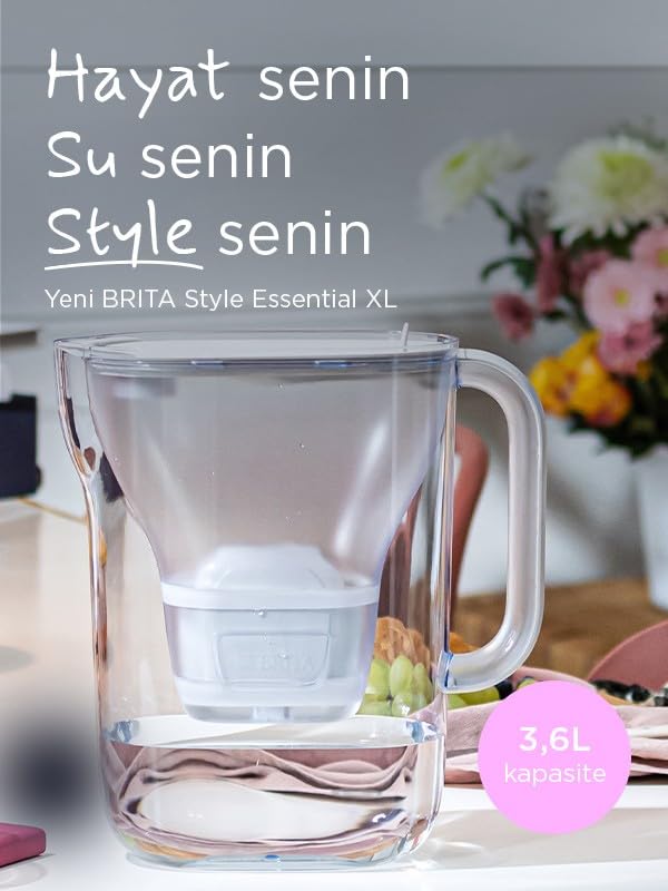 BRITA Style Essential XL Maxtra Pro Pure Performance Carafe à eau avec filtre Blanc 3,6 l