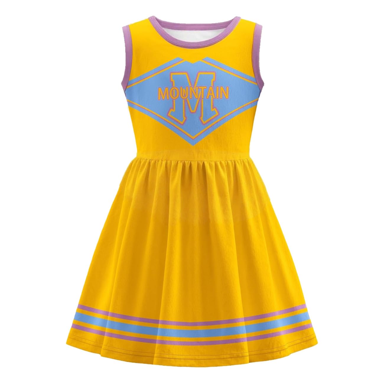 Temolie Zombies 4 Dress Cheerleading Costume Kids Girls Fancy Dress up Casual Cosplay Clothes With Flower Ball Halloween Party (yellow 1 - Image 3