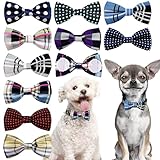 PET SHOW Pet Small Dogs Collar Attachment Bow Ties Puppies Cats Collar Charms Accessories Slides Bowties for Birthday Wedding Parties Assorted A Style Assorted Plaid Dot Styles Pack of 10