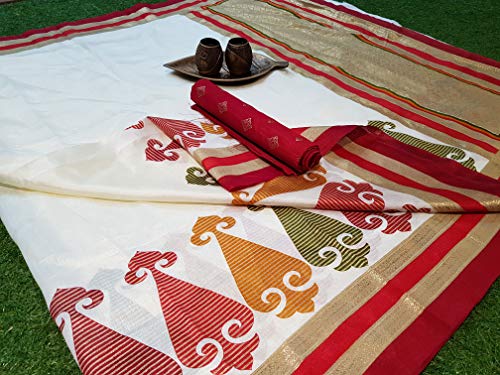 Image of AKHILAM Women's Silk Saree With Blouse Piece